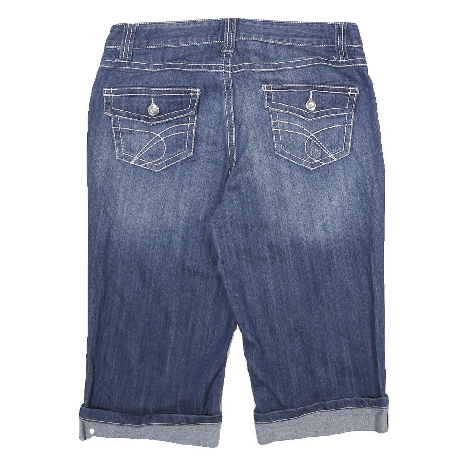 ANC DENIM Womens Blue Casual Denim Shorts UK 12 W32 Curvy Fit Rolled Hem