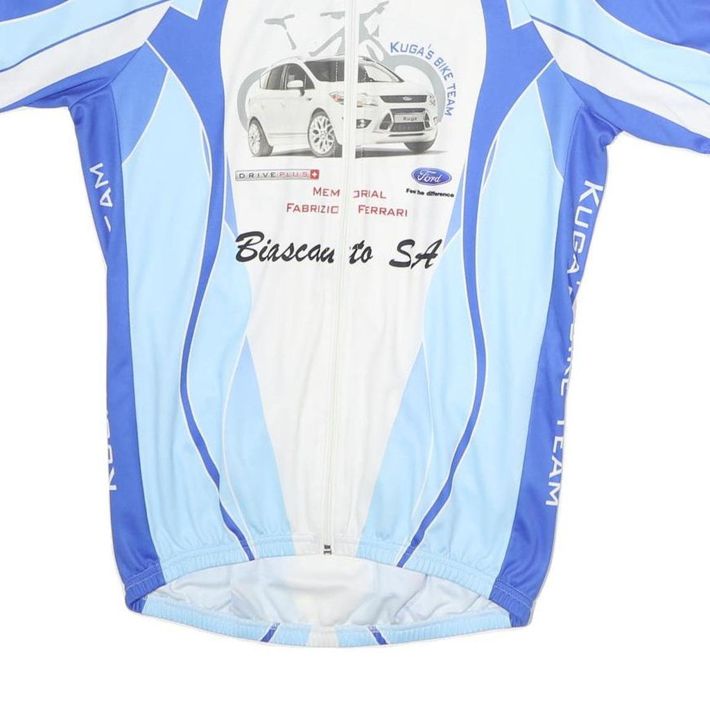SMS Mens Blue & White Cycling Jersey XL Short Sleeve Zip Up Kuga's Bike Team