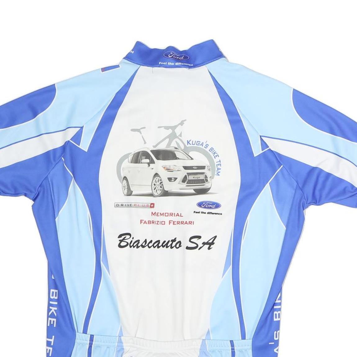 SMS Mens Blue & White Cycling Jersey XL Short Sleeve Zip Up Kuga's Bike Team