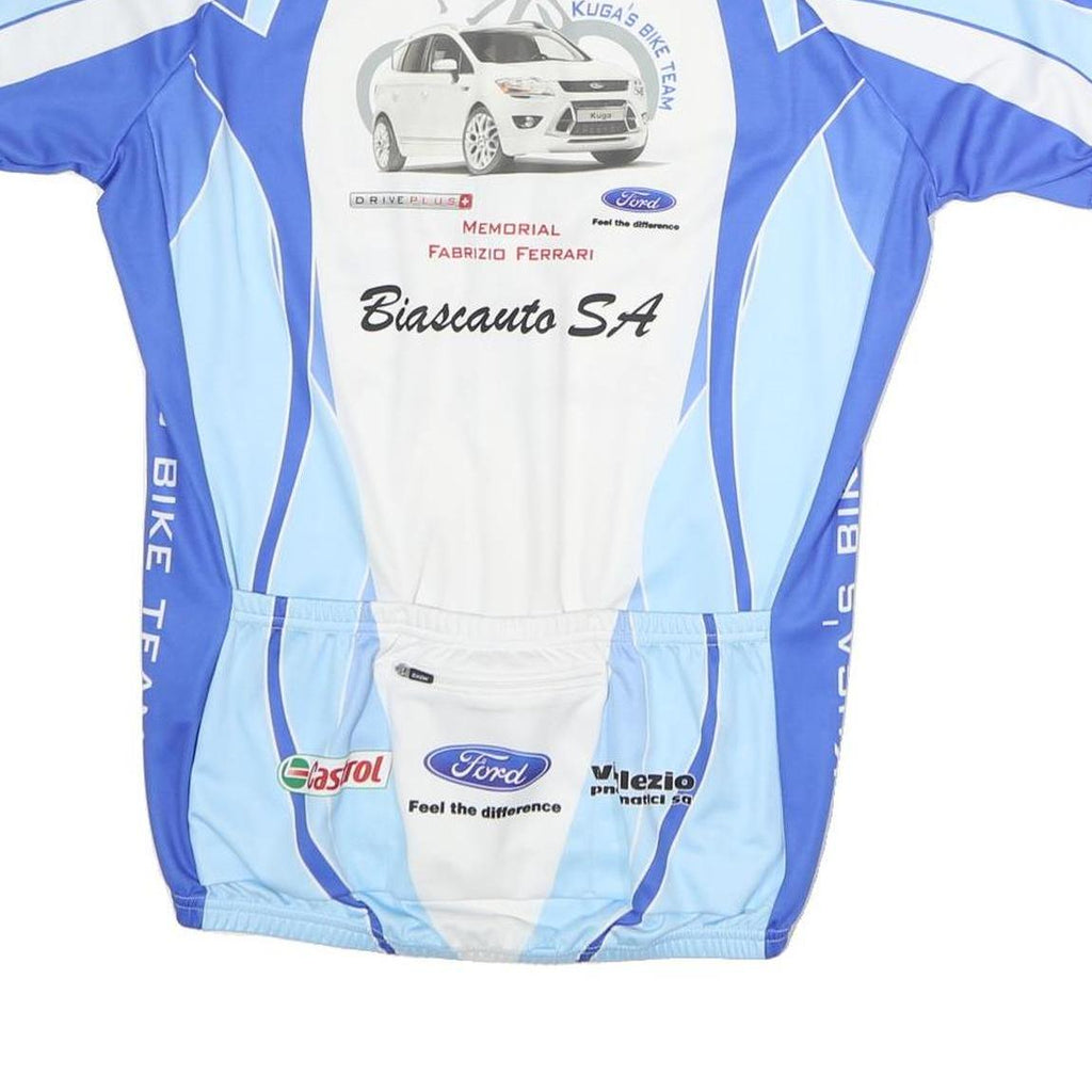 SMS Mens Blue & White Cycling Jersey XL Short Sleeve Zip Up Kuga's Bike Team