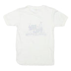 DINAR Womens White Cotton Blend Graphic T-Shirt S Short Sleeve Crew Neck