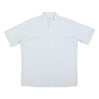 FREY Mens White Shirt L Cotton Blend Short Sleeve Button Casual Summer