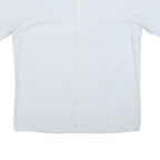 FREY Mens White Shirt L Cotton Blend Short Sleeve Button Casual Summer