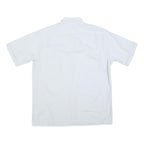 FREY Mens White Shirt L Cotton Blend Short Sleeve Button Casual Summer