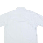 FREY Mens White Shirt L Cotton Blend Short Sleeve Button Casual Summer