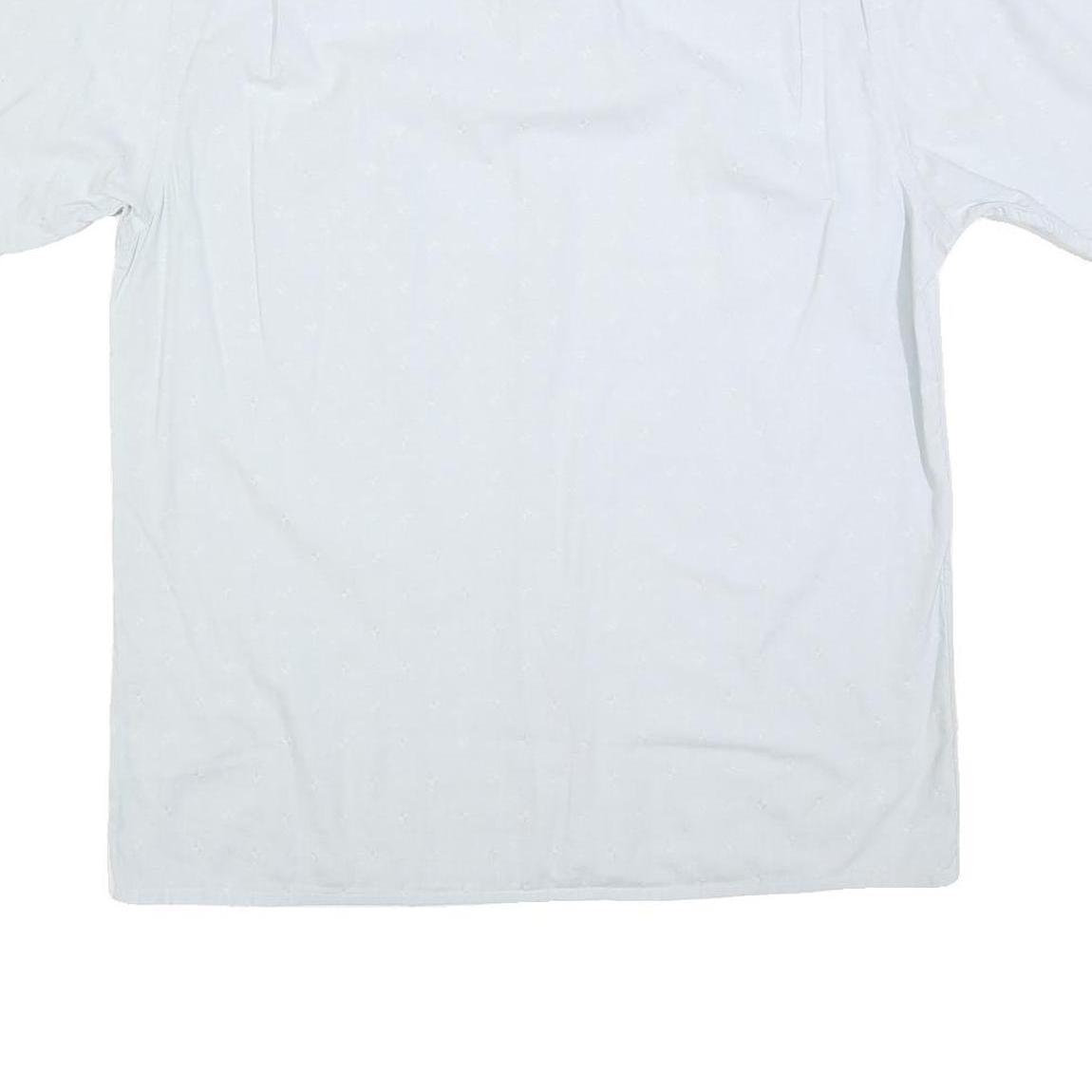 FREY Mens White Shirt L Cotton Blend Short Sleeve Button Casual Summer