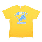 DELTA Mens Yellow Liberty Elementary Graphic T-Shirt L Crew Neck Short Sleeve