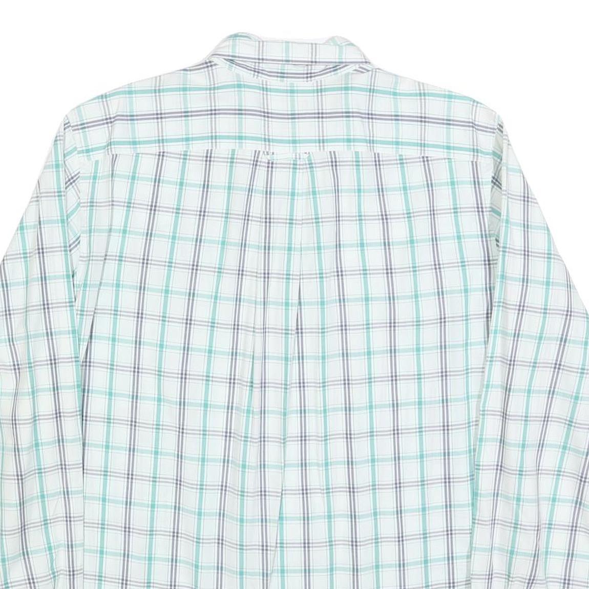 NAUTICA Mens White & Green Check Shirt M Classic Button-Down Collar Cotton Blend