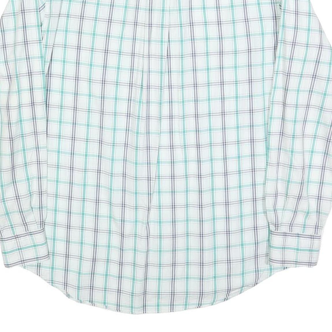 NAUTICA Mens White & Green Check Shirt M Classic Button-Down Collar Cotton Blend