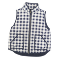 J.CREW Womens Navy & White Quilted Gilet XL Polyester Blend Check Zip Pocket