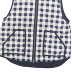 J.CREW Womens Navy & White Quilted Gilet XL Polyester Blend Check Zip Pocket