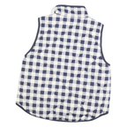 J.CREW Womens Navy & White Quilted Gilet XL Polyester Blend Check Zip Pocket