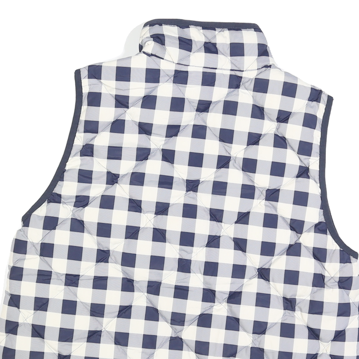 J.CREW Womens Navy & White Quilted Gilet XL Polyester Blend Check Zip Pocket