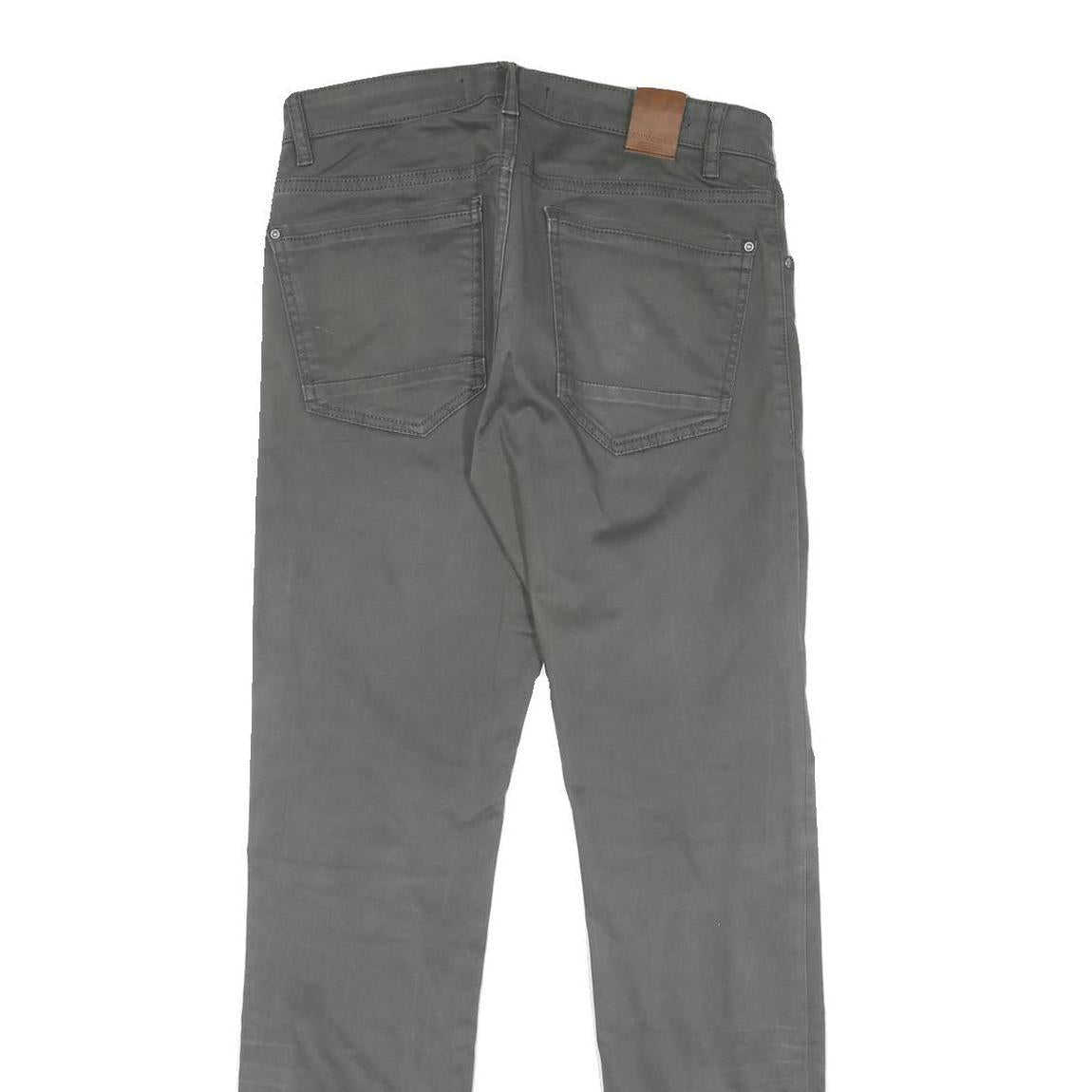 Mens Slim Fit Cotton Grey Trousers W30 L31 Zip Closure Casual Everyday Wear