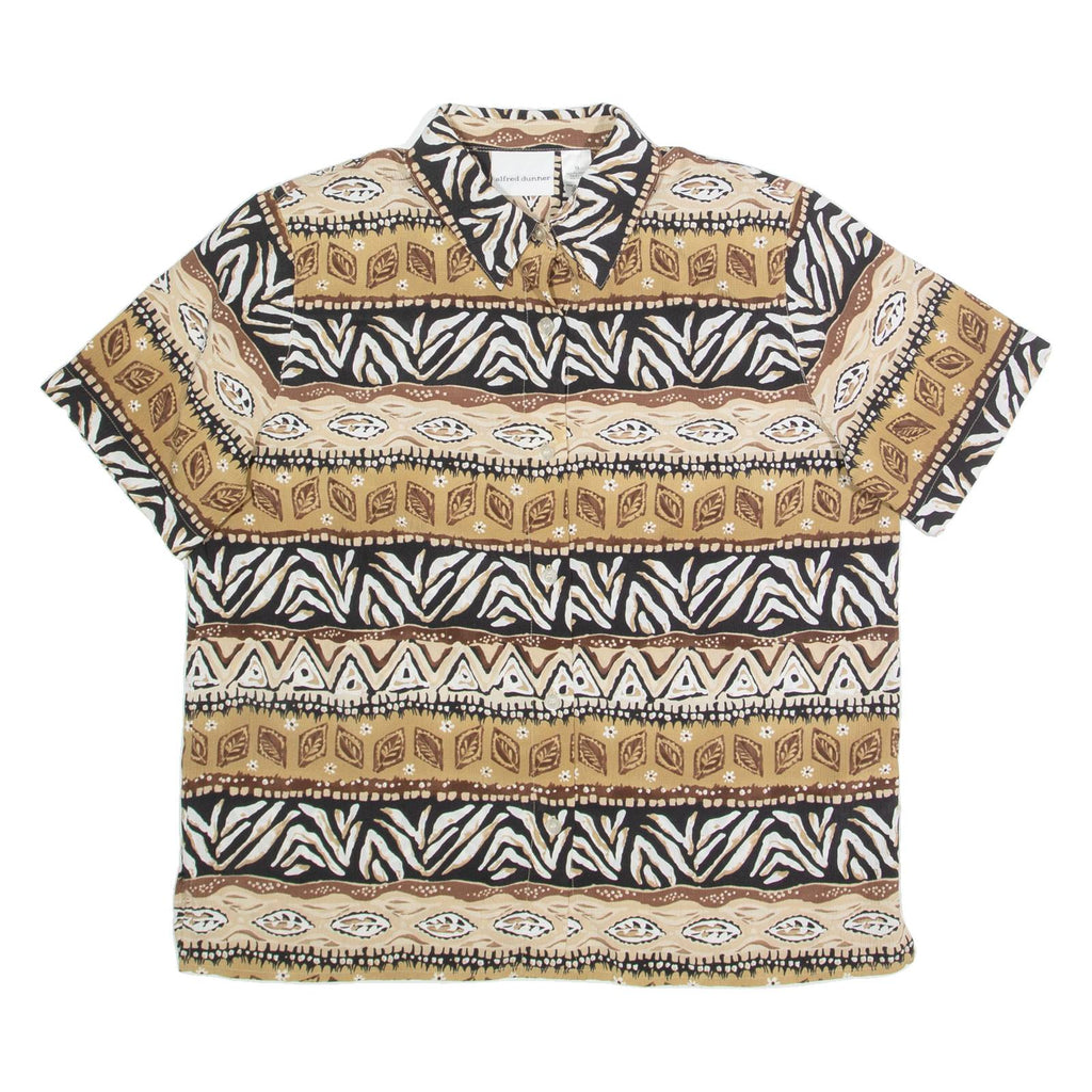 ALFRED DUNNER Womens Printed Shirt Brown Collared 90s Fair Isle M