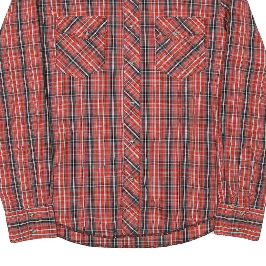 WRANGLER Mens Red & Black Cotton Blend Plaid Shirt M Western Style Casual