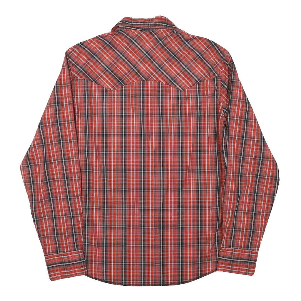 WRANGLER Mens Red & Black Cotton Blend Plaid Shirt M Western Style Casual