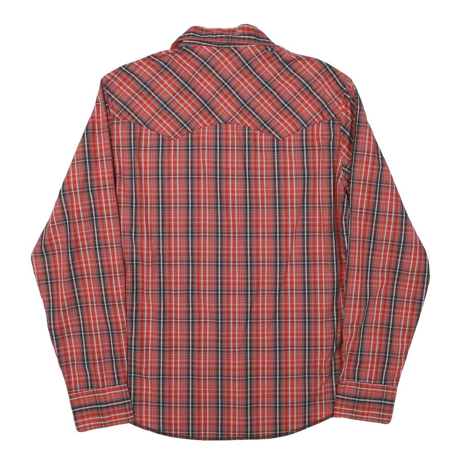 WRANGLER Mens Red & Black Cotton Blend Plaid Shirt M Western Style Casual