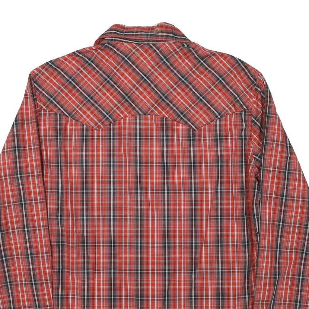 WRANGLER Mens Red & Black Cotton Blend Plaid Shirt M Western Style Casual