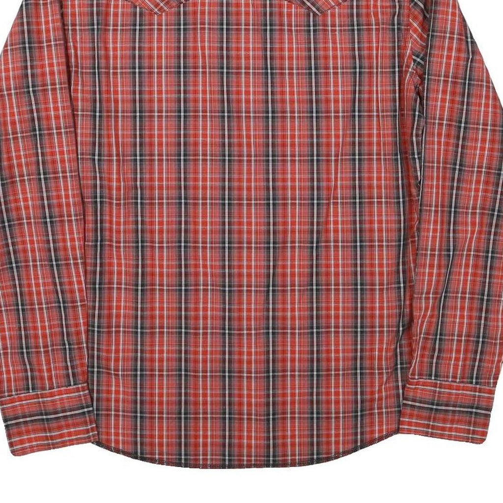 WRANGLER Mens Red & Black Cotton Blend Plaid Shirt M Western Style Casual