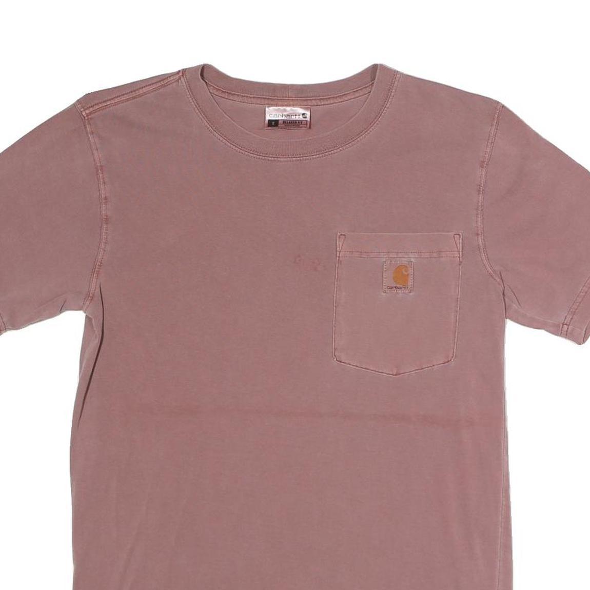 CARHARTT Mens Pink S Pocket T-Shirt Short Sleeve Crew Neck Cotton Casual