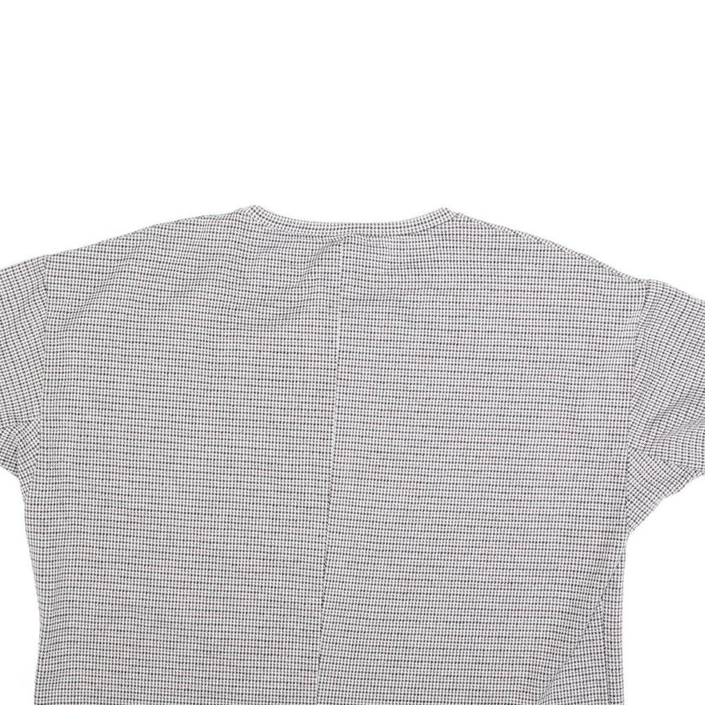 ZARA BASIC Womens Black & White Checked Crop Top Short Sleeve Crew Neck M Cotton