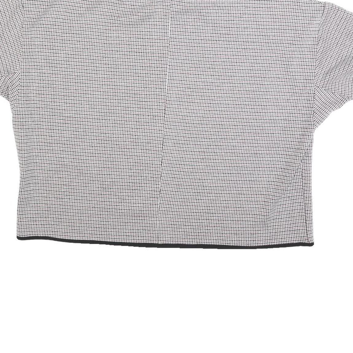 ZARA BASIC Womens Black & White Checked Crop Top Short Sleeve Crew Neck M Cotton