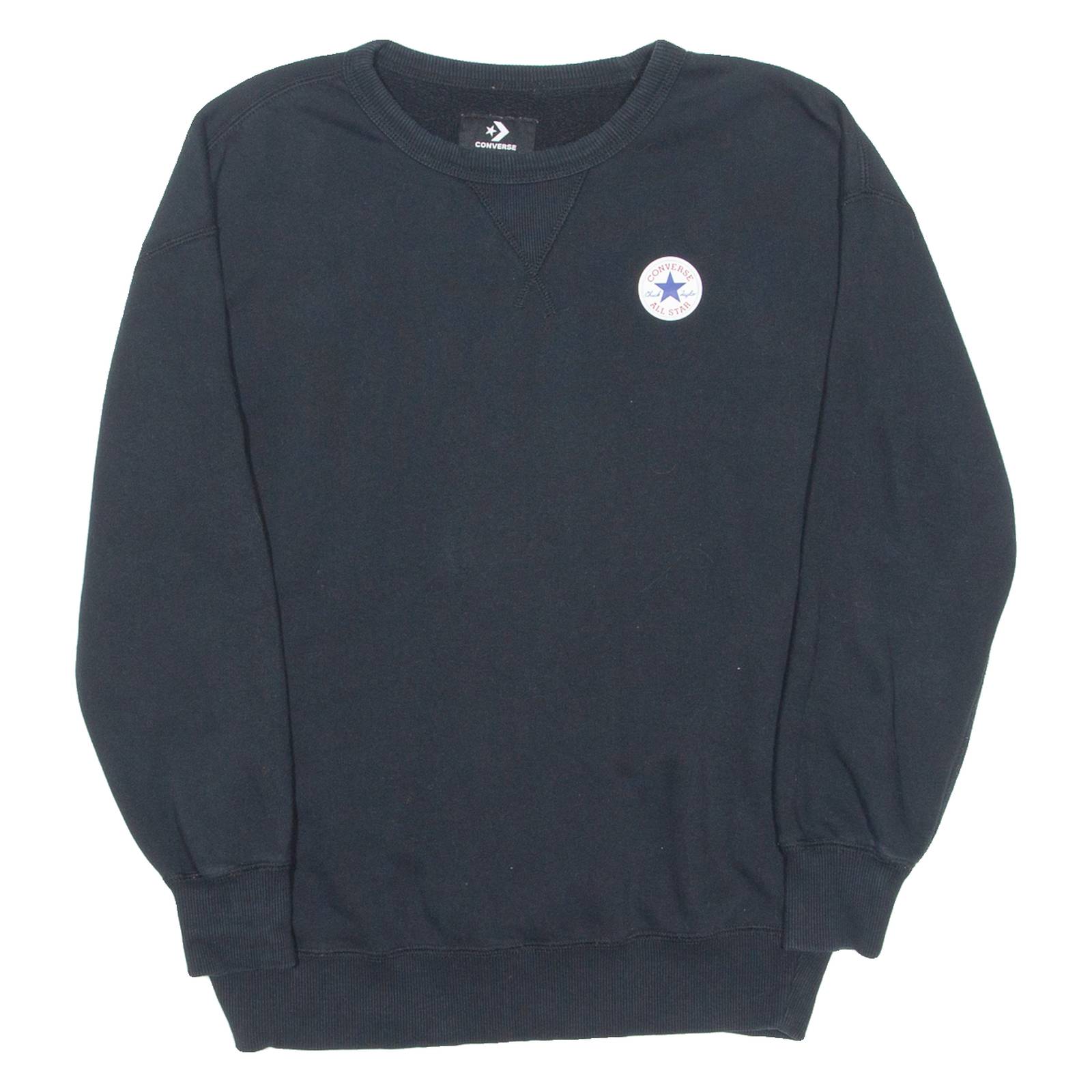 CONVERSE Mens Sweatshirt Black Crew Neck XS