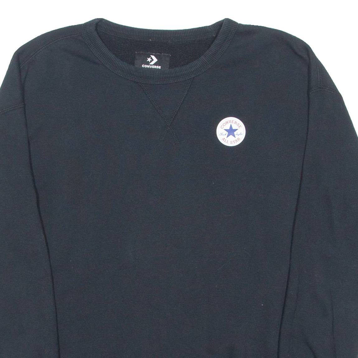CONVERSE Mens Sweatshirt Black Crew Neck XS