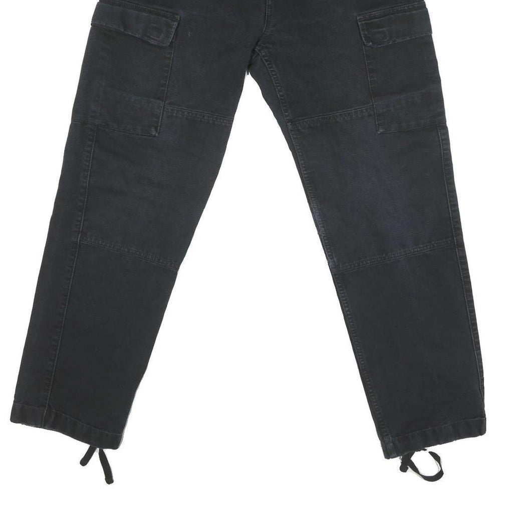 CARHARTT Mens Regular Fit Black Cargo Trousers W32 L29 Cotton Blend Zip