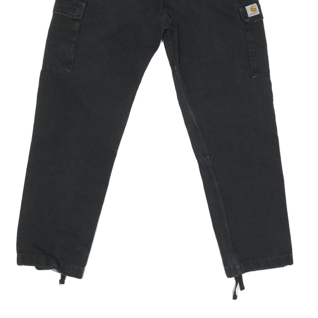 CARHARTT Mens Regular Fit Black Cargo Trousers W32 L29 Cotton Blend Zip
