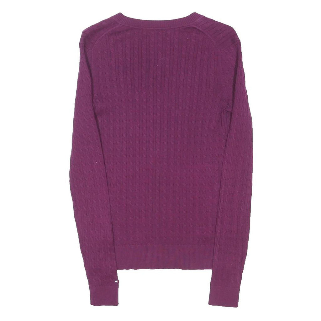 TOMMY HILFIGER Womens Maroon Patterned Jumper V-Neck Basic Knit Size S Classic