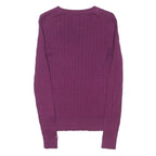 TOMMY HILFIGER Womens Maroon Patterned Jumper V-Neck Basic Knit Size S Classic