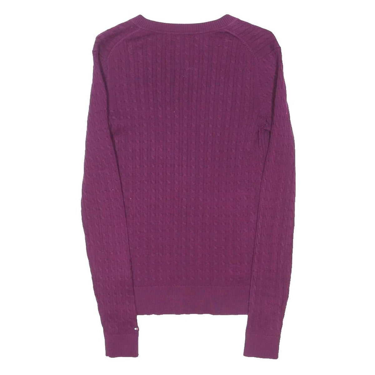 TOMMY HILFIGER Womens Maroon Patterned Jumper V-Neck Basic Knit Size S Classic
