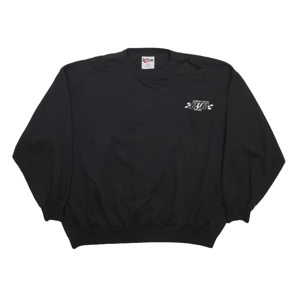 CHASE AUTHENTICS Mens Black Plain Pullover Jumper Crew Neck Cotton Blend 2XL
