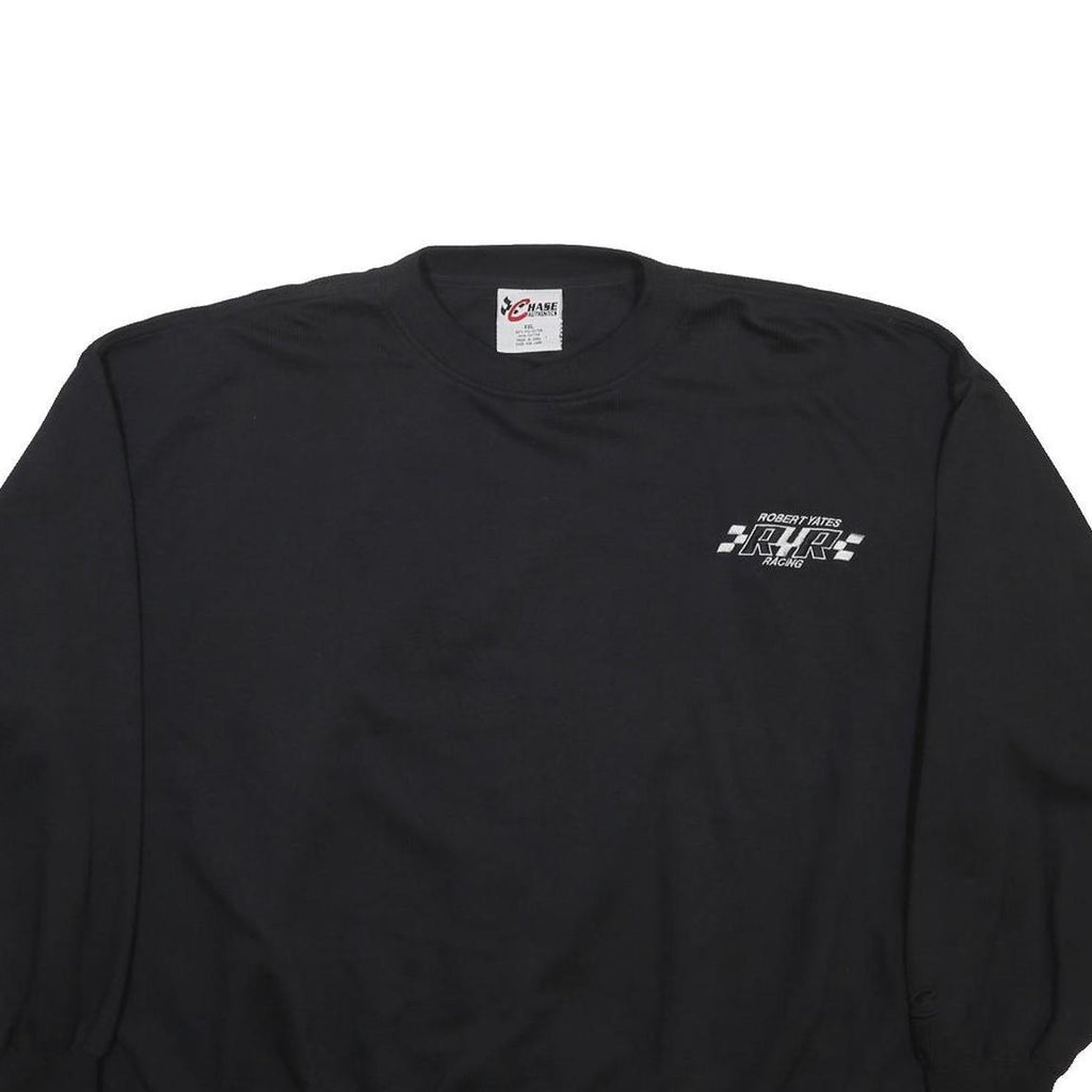 CHASE AUTHENTICS Mens Black Plain Pullover Jumper Crew Neck Cotton Blend 2XL