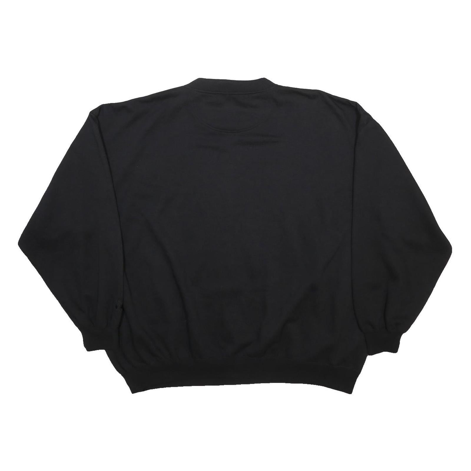 CHASE AUTHENTICS Mens Black Plain Pullover Jumper Crew Neck Cotton Blend 2XL