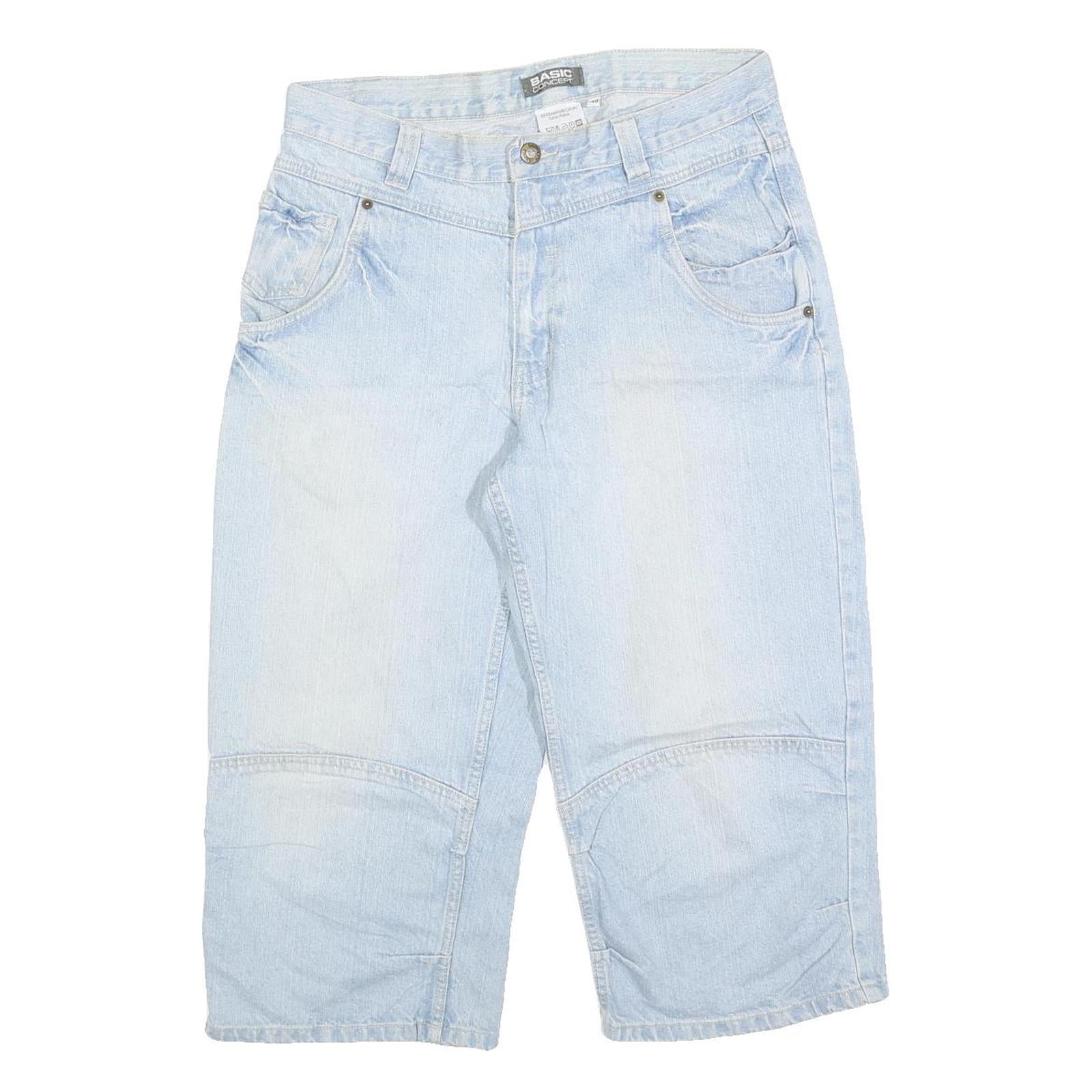 BASIC CONCEPTION Mens Shorts Light Blue Denim Casual M W30 Cotton Blend