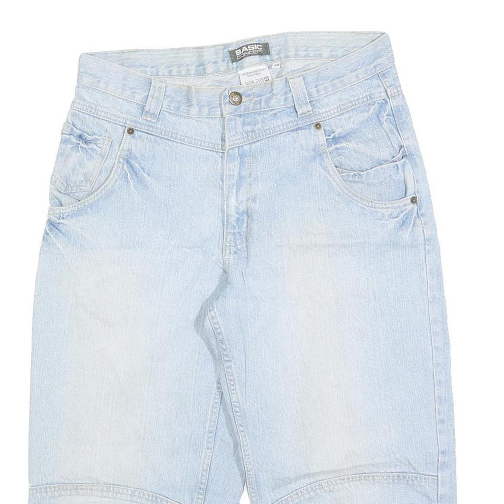 BASIC CONCEPTION Mens Shorts Light Blue Denim Casual M W30 Cotton Blend