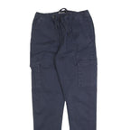 INDICODE JEANS Mens Cotton Blend Navy Slim Cargo Trousers W28 L30 Drawstring