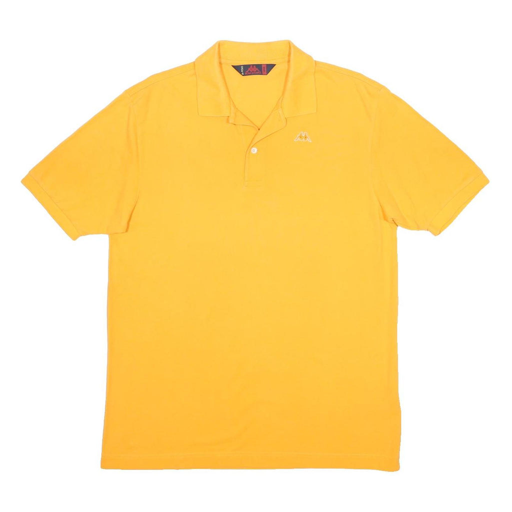 KAPPA Mens Yellow Short Sleeve Plain L Cotton Polo Shirt Casual Sportswear