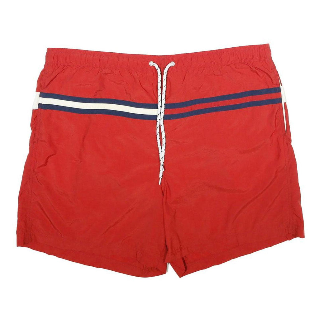 TOMMY HILFIGER Mens Shorts Red Blue & White Casual L W40 Swimwear Drawstring