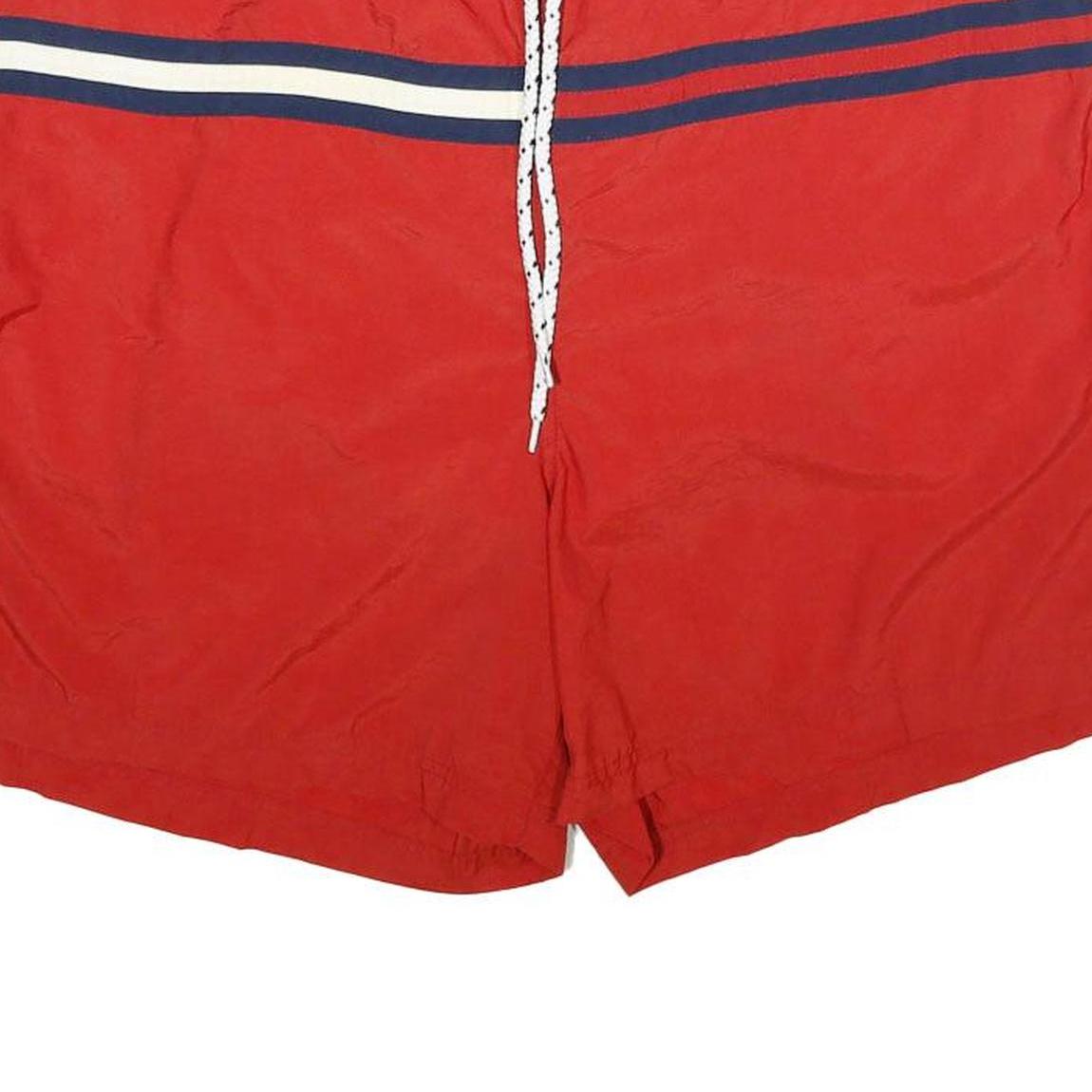 TOMMY HILFIGER Mens Shorts Red Blue & White Casual L W40 Swimwear Drawstring