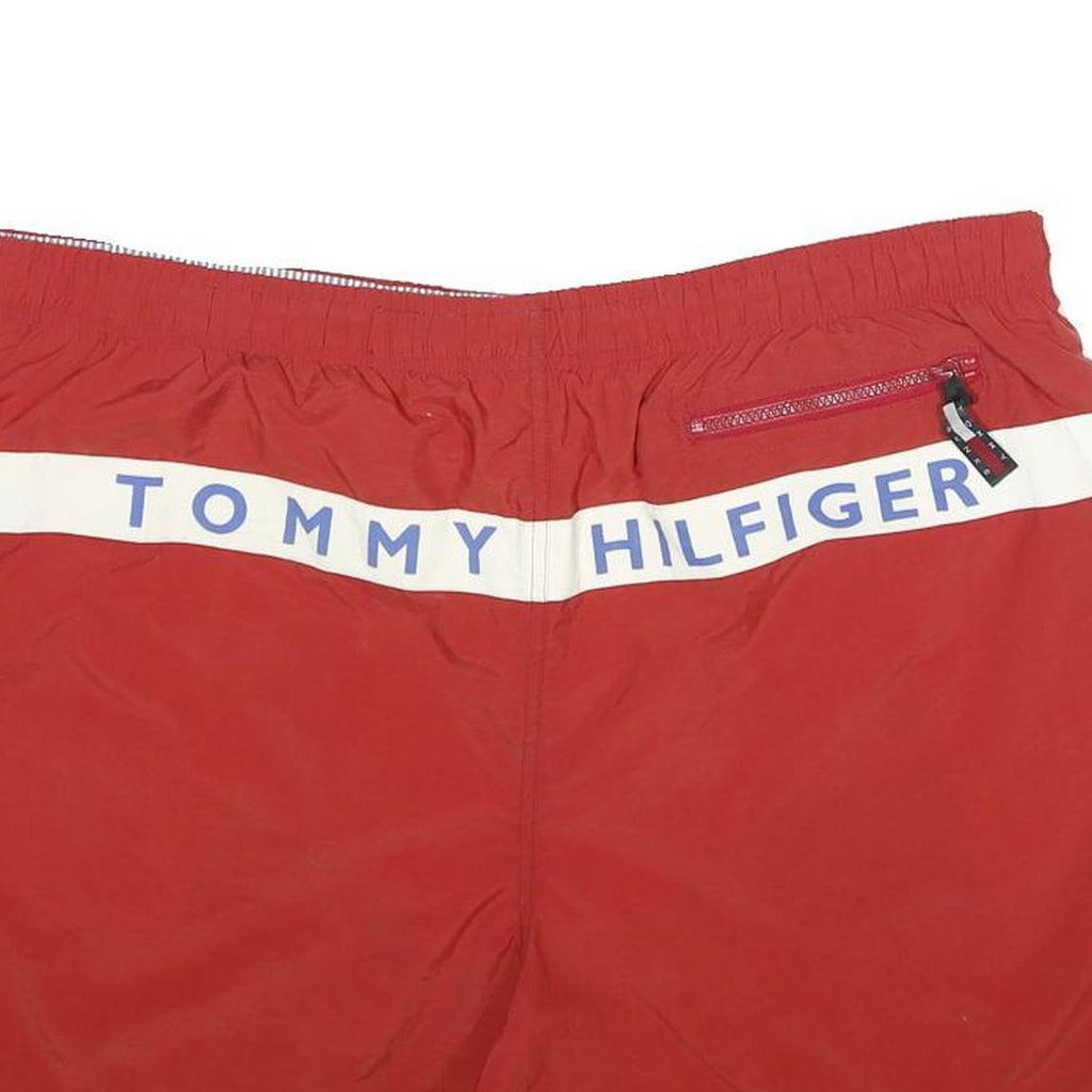 TOMMY HILFIGER Mens Shorts Red Blue & White Casual L W40 Swimwear Drawstring