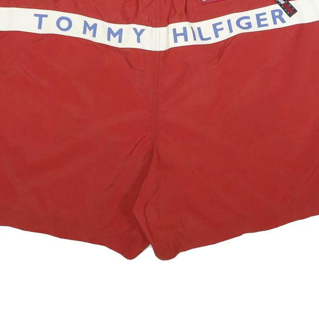 TOMMY HILFIGER Mens Shorts Red Blue & White Casual L W40 Swimwear Drawstring