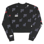 FILA Womens Black All Over Print Crew Neck S Sweatshirt Cotton Blend