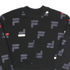 FILA Womens Black All Over Print Crew Neck S Sweatshirt Cotton Blend