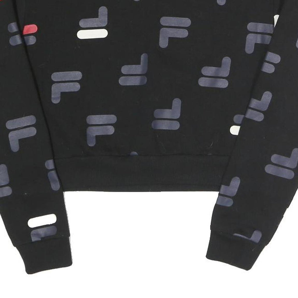 FILA Womens Black All Over Print Crew Neck S Sweatshirt Cotton Blend