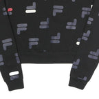FILA Womens Black All Over Print Crew Neck S Sweatshirt Cotton Blend