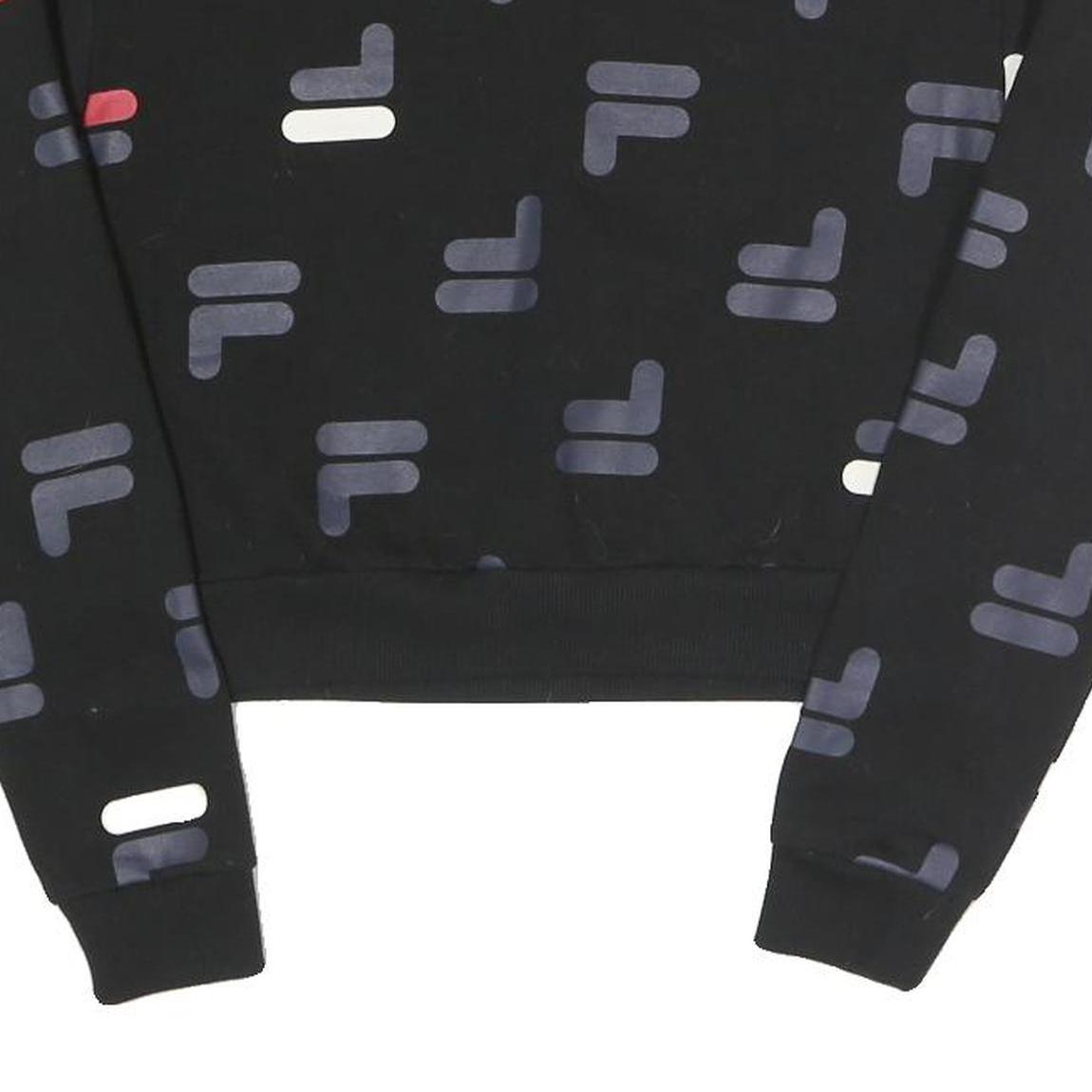 FILA Womens Black All Over Print Crew Neck S Sweatshirt Cotton Blend